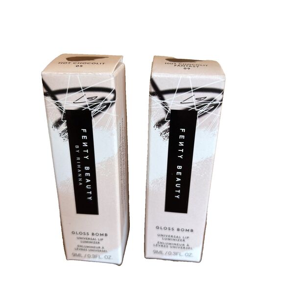 FENTY BEAUTY LOT Of 2 GLOSS BOMB Lip Luminizer HOT CHOCOLIT 05 & FANTASY 09 NEW - Picture 1 of 4